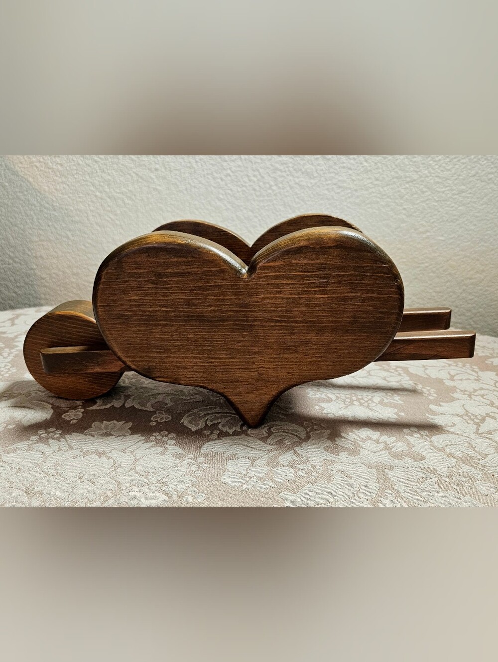 Wooden Heart Wheelbarrow Planter Napkin Holder Mail Holder 14"
